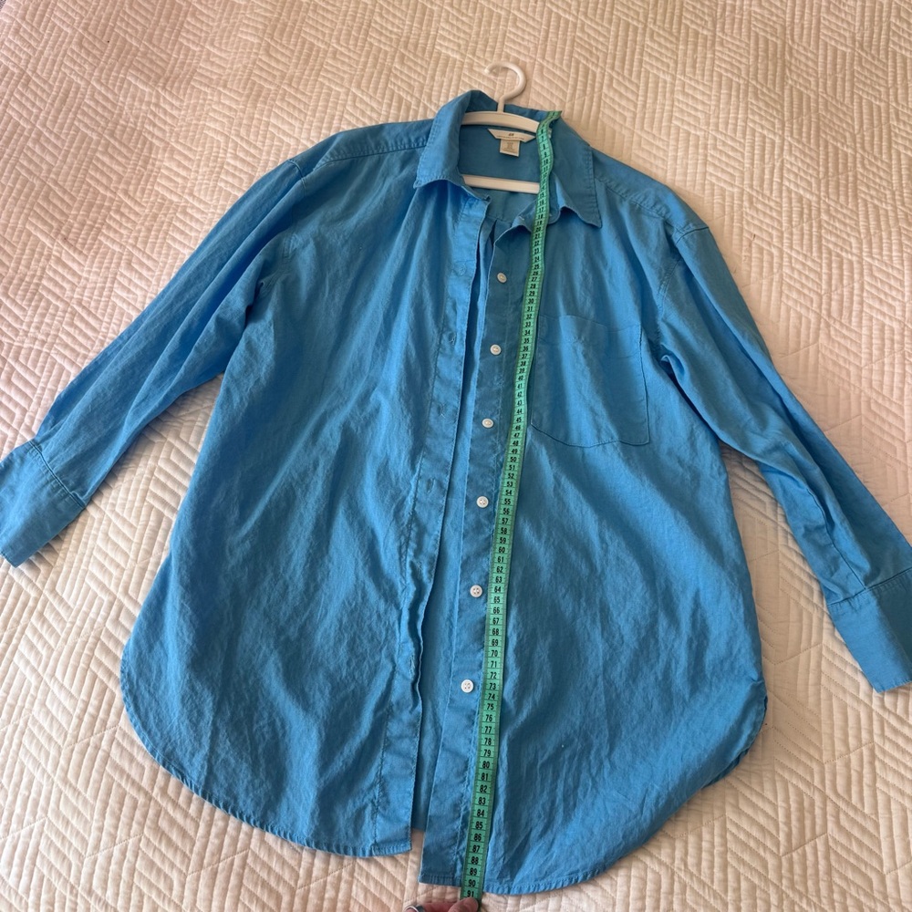 H&M Button-Down Shirt in Bright Turquoise - Picture 7 of 11